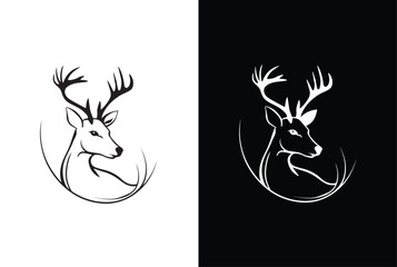 Polygon wild dear icon with black white background.