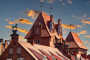 Ancient teutonic fort in Gdansk. Brick gothic medieval architecture	