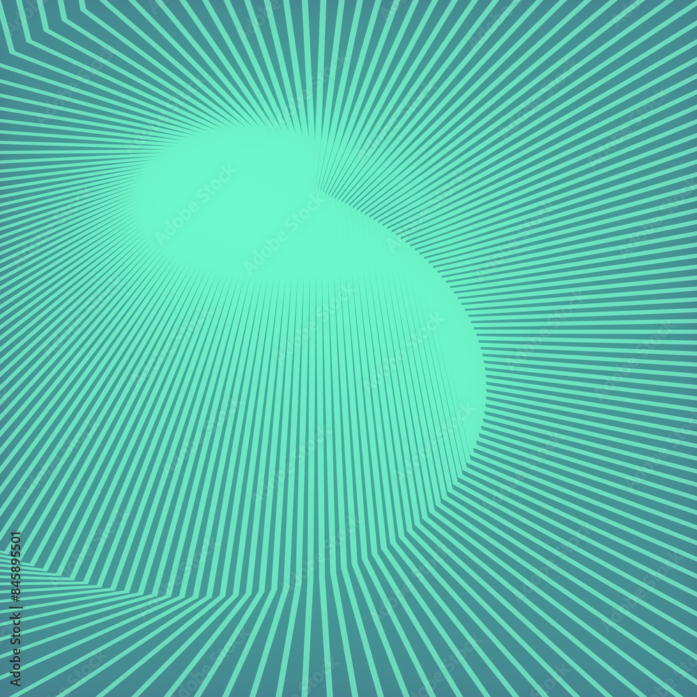 Poster Spiral pattern of bright green lines with trendy gradient. 3d rendering illustration