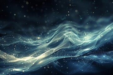 Naklejka premium Flowing Light Waves with Sparkling Dust