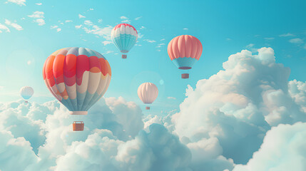 Fototapeta premium hot air balloon in the clouds which has a beautiful view