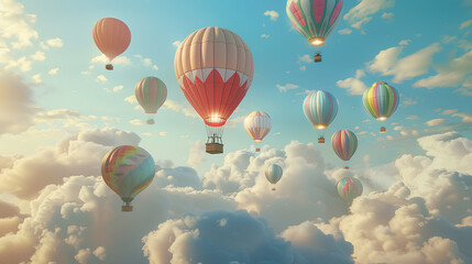 Obraz premium hot air balloon in the clouds which has a beautiful view