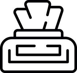 Line drawing of a pack of sanitizing wipes dispensing wipes for cleaning
