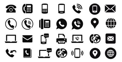 Icons phone, mail, mobile,...