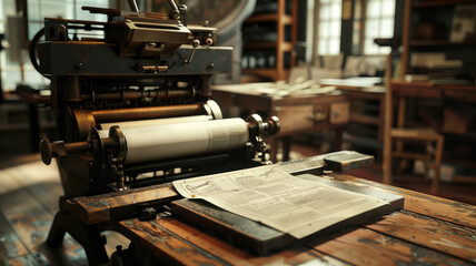 Fototapeta premium Polygraph and printing presses. AI Generated 