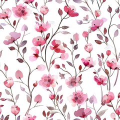 Watercolor seamless pattern with spring flowers
