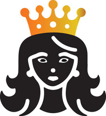 queen with crown vector art illustration