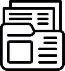 Minimalist icon of a computer folder containing several digital documents displaying data