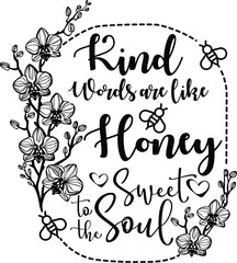 Kind Words are Like Honey, Proverbs 16:24, Bible Verse Vector Design. Inspirational Christian Scripture Art.