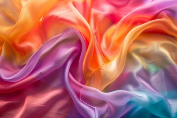Obraz premium Silky Rainbow-Colored Fabric with Smooth and Vibrant Texture Featuring Rainbow Flag Colors 