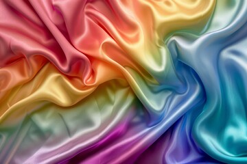 Obraz premium Silky Rainbow-Colored Fabric with Smooth and Vibrant Texture Featuring Rainbow Flag Colors 