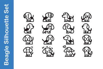 Fototapeta premium Beagle silhouette Set with editable vector.