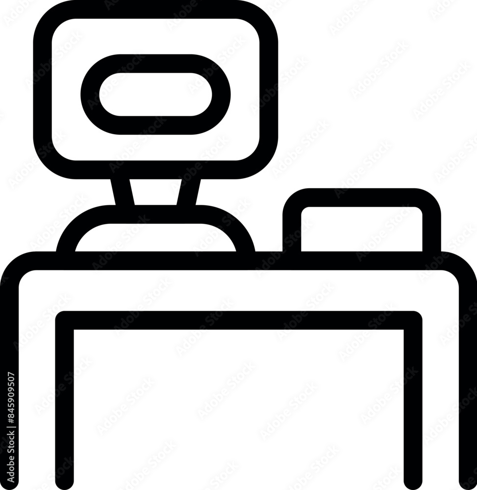 Poster minimalist icon of a computer sitting on a desk displaying important data