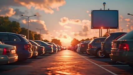 Open air car sales, Rows of a new cars parked in a distribution center on a car factory. Car dealership	