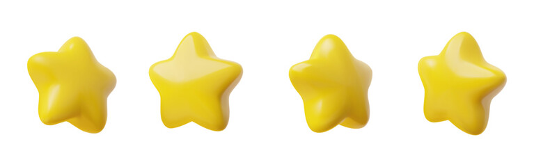 Set of golden 3D stars for ratings - in vector cartoon style.