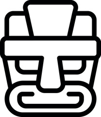 Simple black and white icon of a tiki mask, perfect for projects related to travel, culture, or history