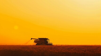 Fototapeta premium Combine harvester machine working in wheat field farm land.