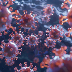 Fototapeta premium Viruses travel throughout the human body. concept of developing natural immunity