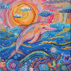 A dolphin breaking through the surface of the sea, creating a splash