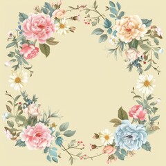 Obraz premium Beautiful and elegant floral frame with pastel colors 