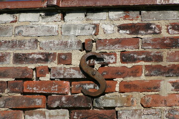 Old weathered brick wall in a small mid-western town Indiana
