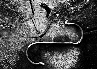 old wooden railroad tie