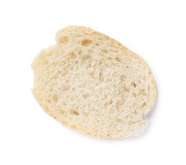 Piece of fresh baguette isolated on white, top view