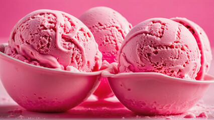 Texture surface of ice cream. Background of strawberry ice cream close-up.