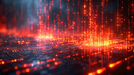 Fototapeta premium A computer generated image of a red and blue light display with a white line in the middle. The image is abstract and has a futuristic feel to it