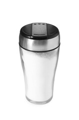 One shaker with salt isolated on white
