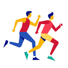Obraz premium vector illustration of two athletes in a sprint race.