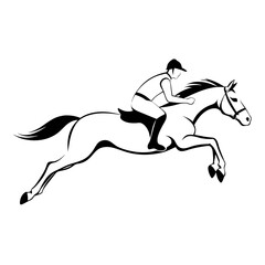 vector image of a horse and rider jumping 