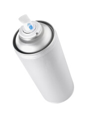 One silver spray paint can isolated on white