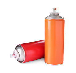 Two spray paint cans isolated on white