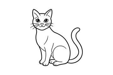 black and white cat free vector line art silhouette illustration, white background