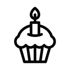 Cupcake vector icon on white background. Birthday dessert