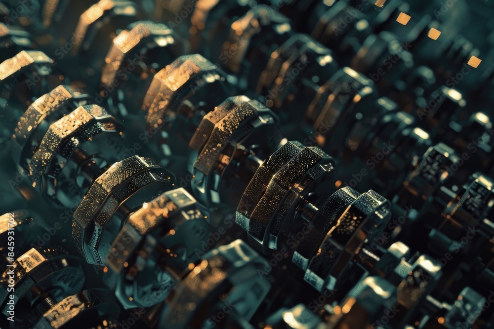 Aufkleber A close-up view of a cluster of metallic objects, perfect for illustrating industrial or mechanical concepts