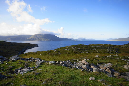 Loch Mhiabhaig which is a branch off West Loch Tarbert on the Isle of Harris in the Outer Hebrides, Scotland, UK