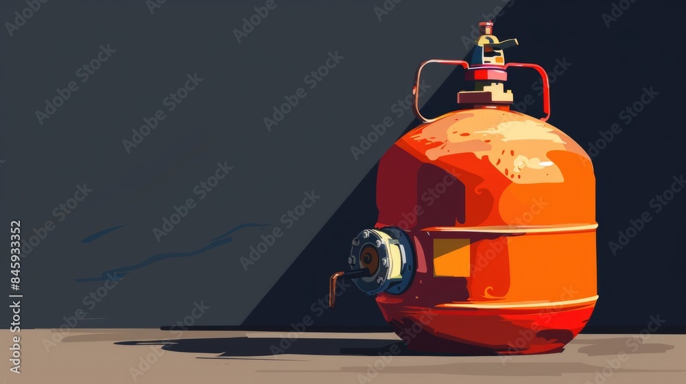 Poster an orange fire hydrant sits on a plain cement floor, ready for use in various settings