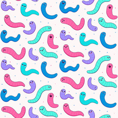 Colorful, vibrant , worm seamless pattern