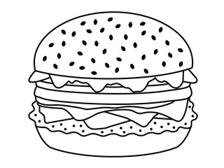 Illustration of Cheeseburger | Outline