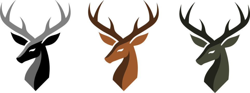 Vektor Set Logo Icon Symbol - Hirsch - moderne Grafik