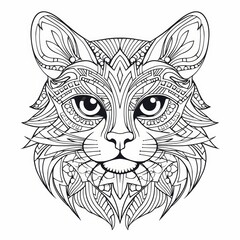 Whimsical Cat Illustration for Coloring Book or Children's Design Generative AI