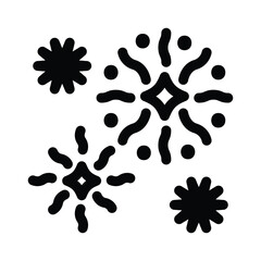 Fireworks and stars vector icon on white background.