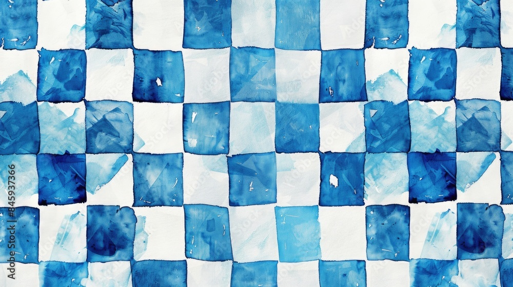 Poster A blue and white checkered pattern is displayed