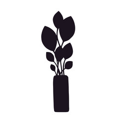 Silhouette of a houseplant in a flower pot, vase.Vector graphics.
