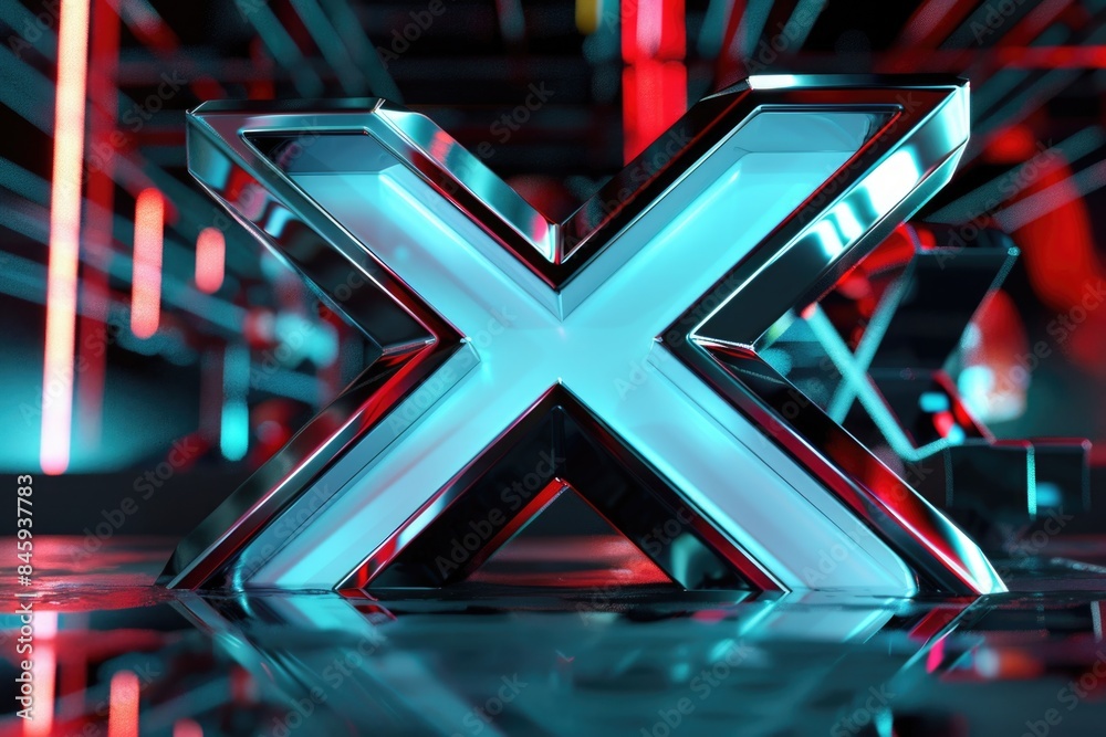Aufkleber A close-up shot of an illuminated 'X' symbol on a table, suitable for use in educational or presentation contexts