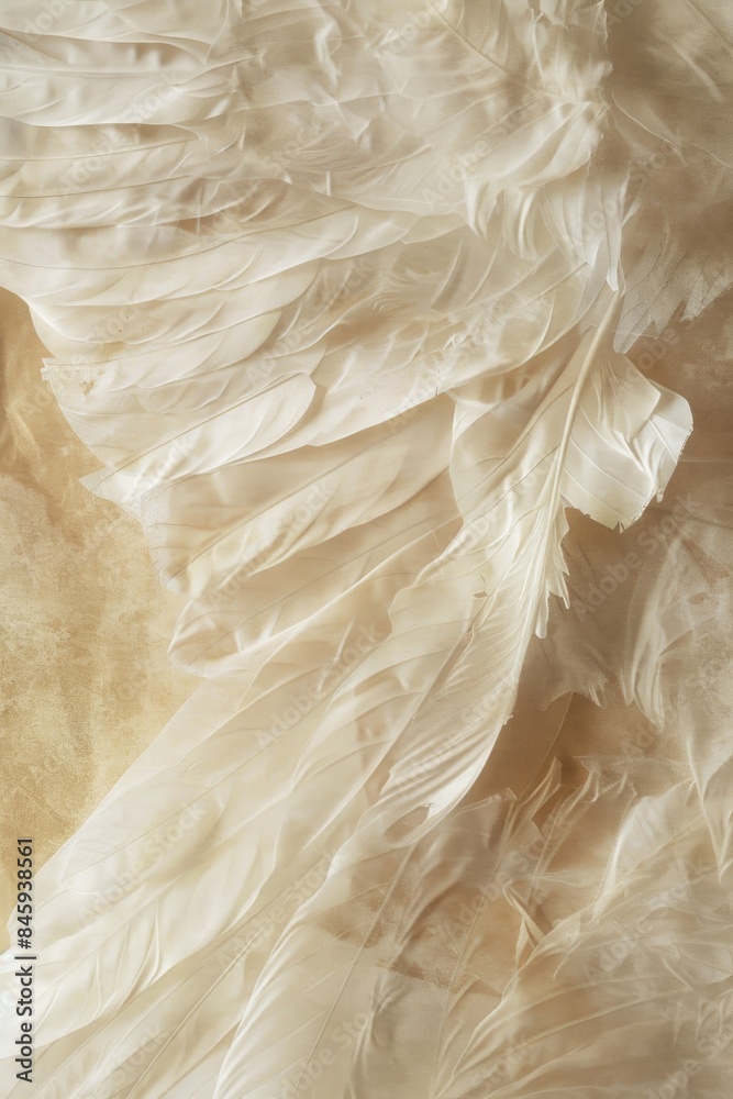 Poster A detailed image of the soft and fluffy feathers on a white bird's body, suitable for use in illustrations or as a texture reference