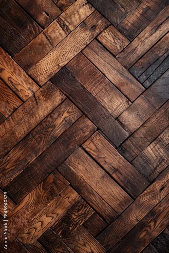 Poster a close-up view of a wooden floor featuring a herringbone pattern