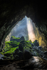 The collapsed ceiling of Son Doong cave called Doline or skylight, nicknamed Watch out for Dinosaurs. Son Doong cave is the largest in the world.